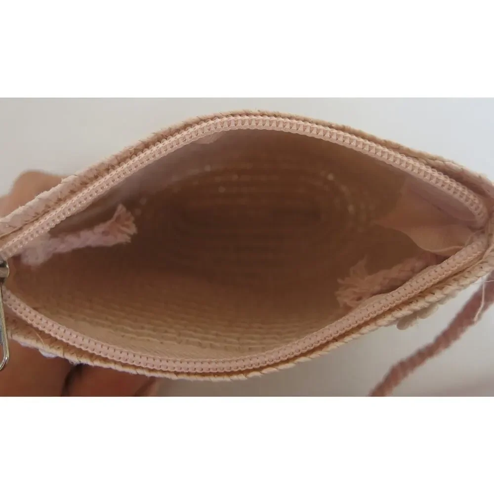 Woven Straw Crossbody Purse NWT Girls Mini Daisy Zipper Spring Easter Pink